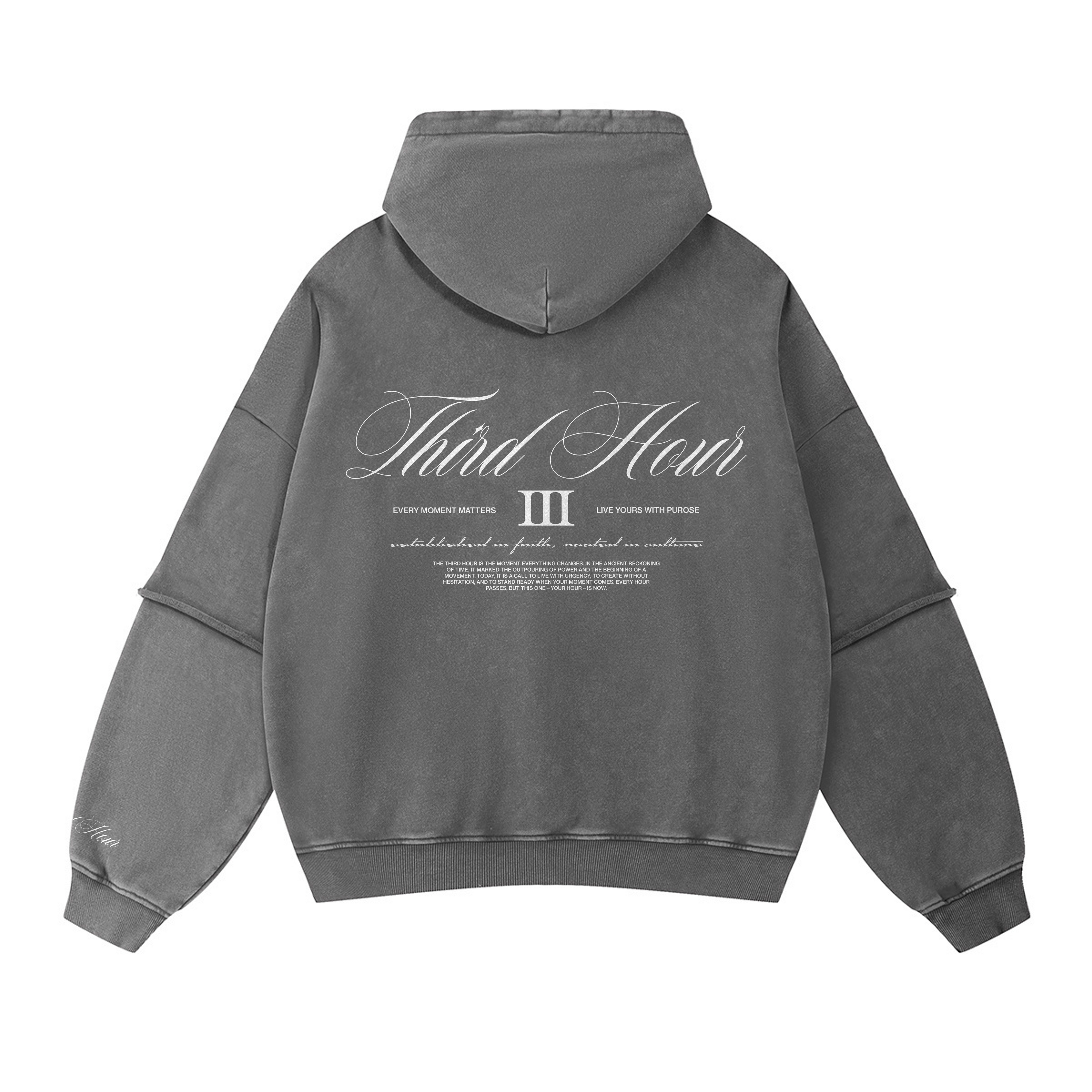 The Roman Numeral III Hoodie — Washed Grey