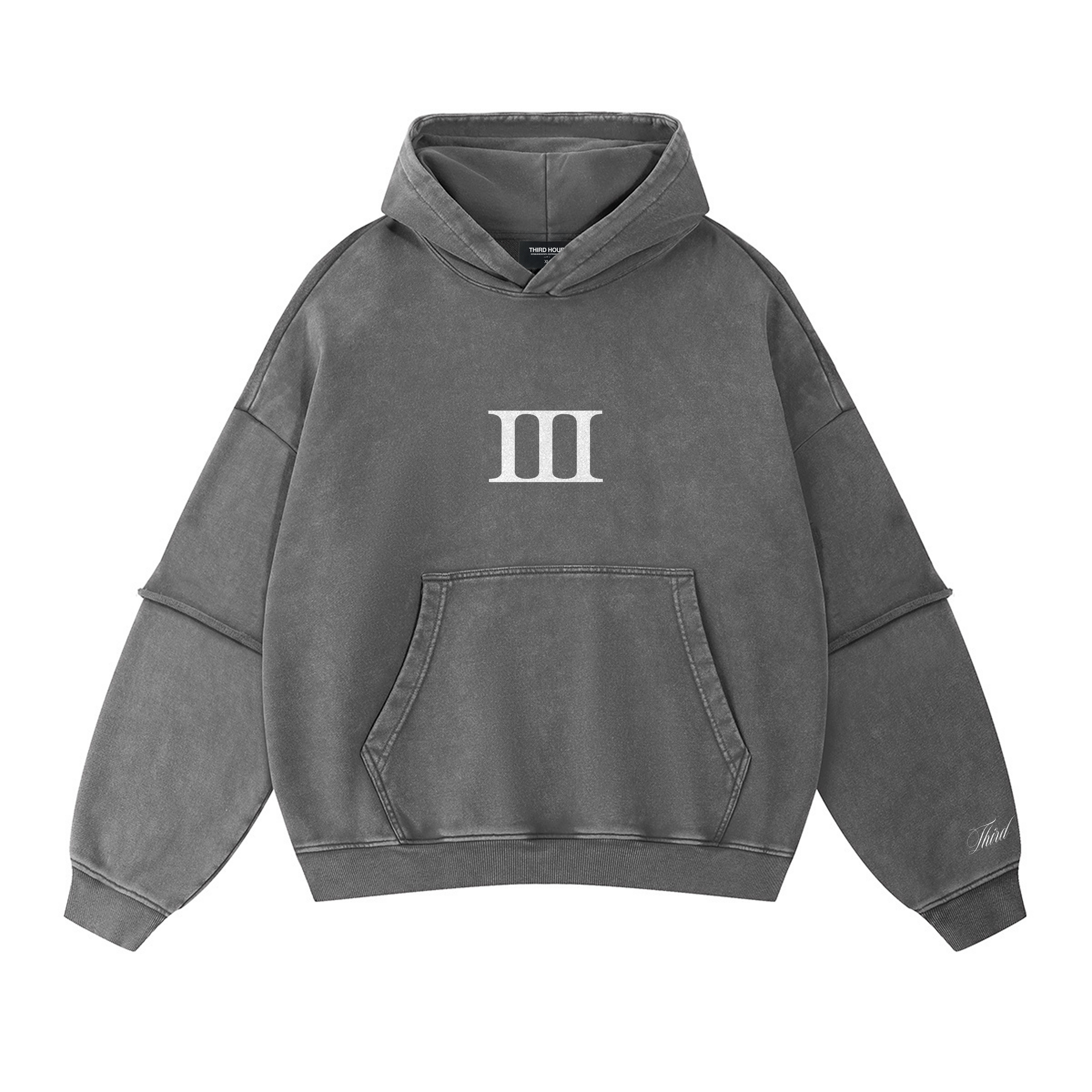 The Roman Numeral III Hoodie — Washed Grey