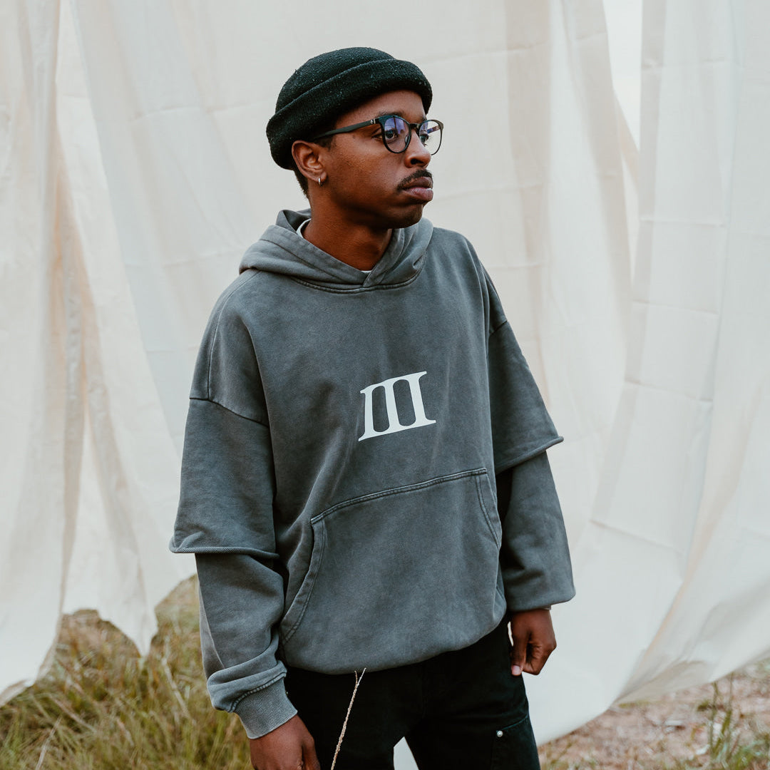 The Roman Numeral III Hoodie — Washed Grey