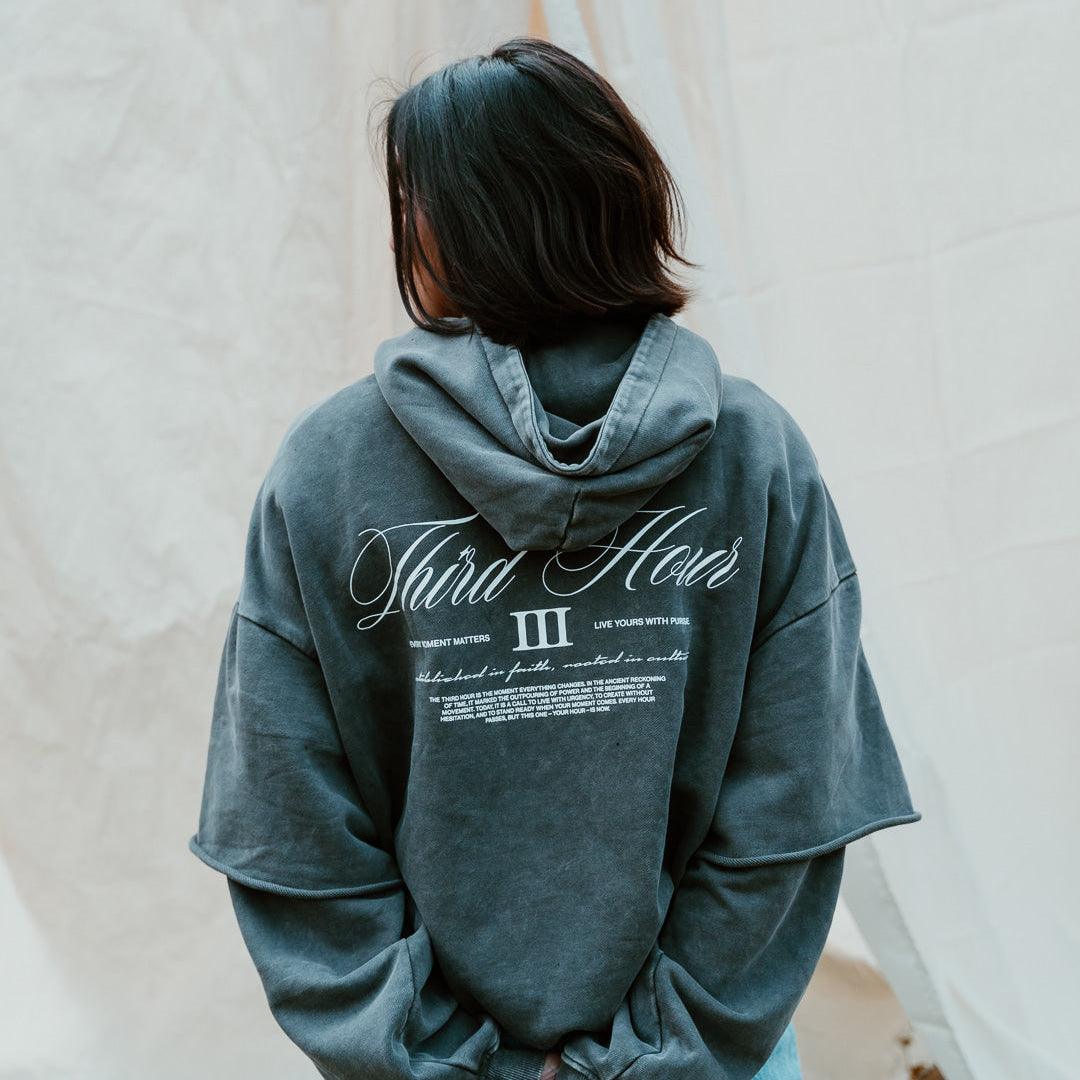 The Roman Numeral III Hoodie — Washed Grey